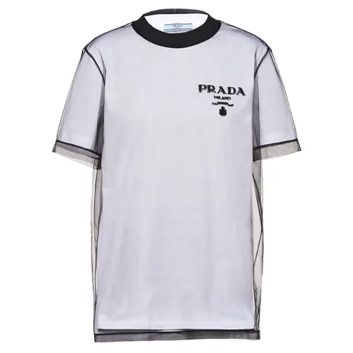 【Previous Season】logo-embroidered tulle jersey T-shirt