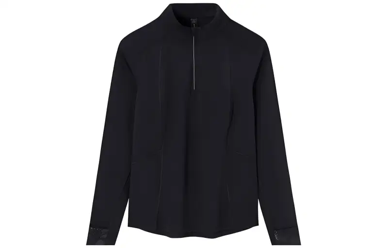 ANTA T Shirts Women's Black Stand Collar Moderate Straight Fit