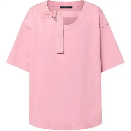 LOUIS VUITTON FW24 Solid Color Loose Fit Crew Neck Short Sleeved Shirt T Shirt Women's Pink
