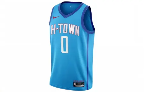 Nike NBA Loose and Comfortable Sports Basketball Vest SW Fan Edition City Limited Houston Rockets Westbrook No. 0 Men's Blue