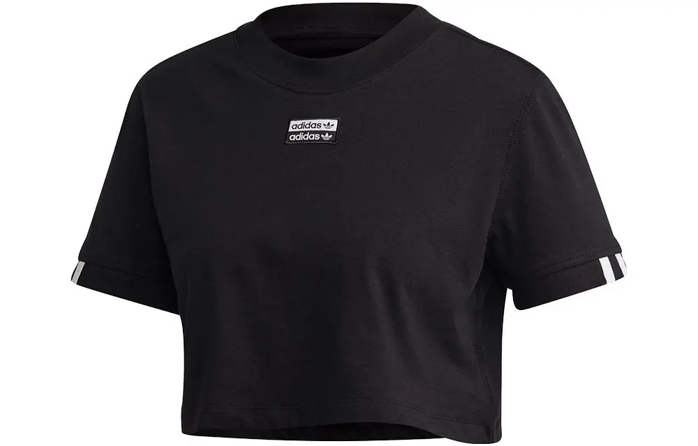 Adidas Originals T-Shirts Women's Black Crew Neck Moderate Straight Fit