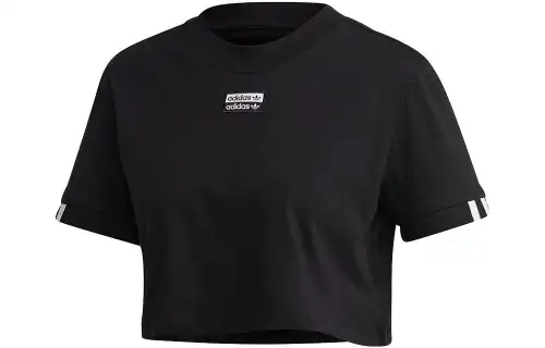 Adidas Originals T Shirts Women's Black Crew Neck Moderate Straight Fit