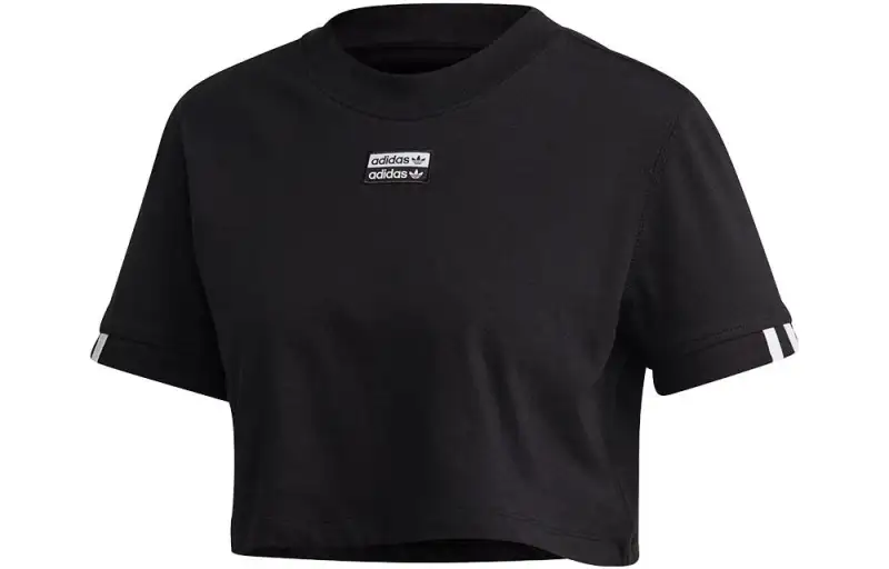 Adidas Originals T Shirts Women's Black Crew Neck Moderate Straight Fit