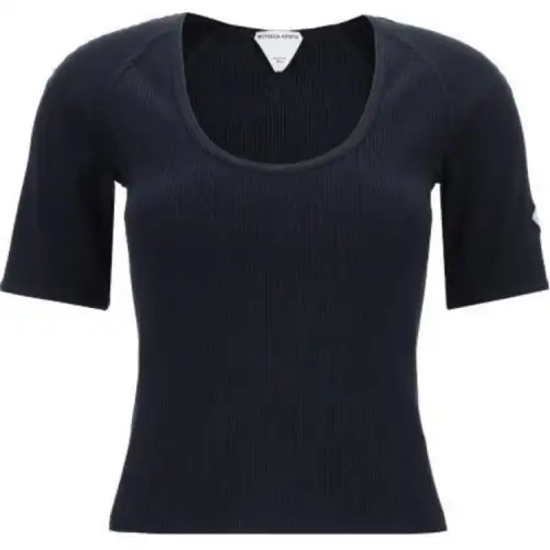 Bottega Veneta Logo Embroidered Ribbed T Shirt