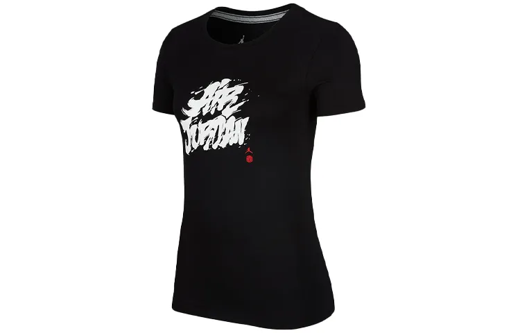 Jordan T-Shirts Women's Black Crew Neck Moderate Straight Fit
