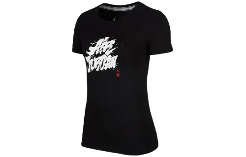 Jordan T Shirts Women's Black Crew Neck Moderate Straight Fit