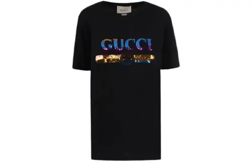 GUCCI Drop Shoulder Sleeve T Shirt Women's Black