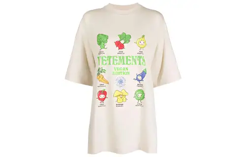 Vetements T Shirts Women's Beige Crew Neck Moderate