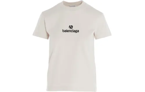 Balenciaga T Shirts Women's Gray White Crew Neck Moderate