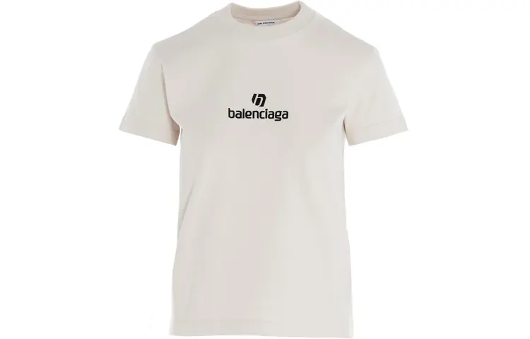 Balenciaga T Shirts Women's Gray White Crew Neck Moderate