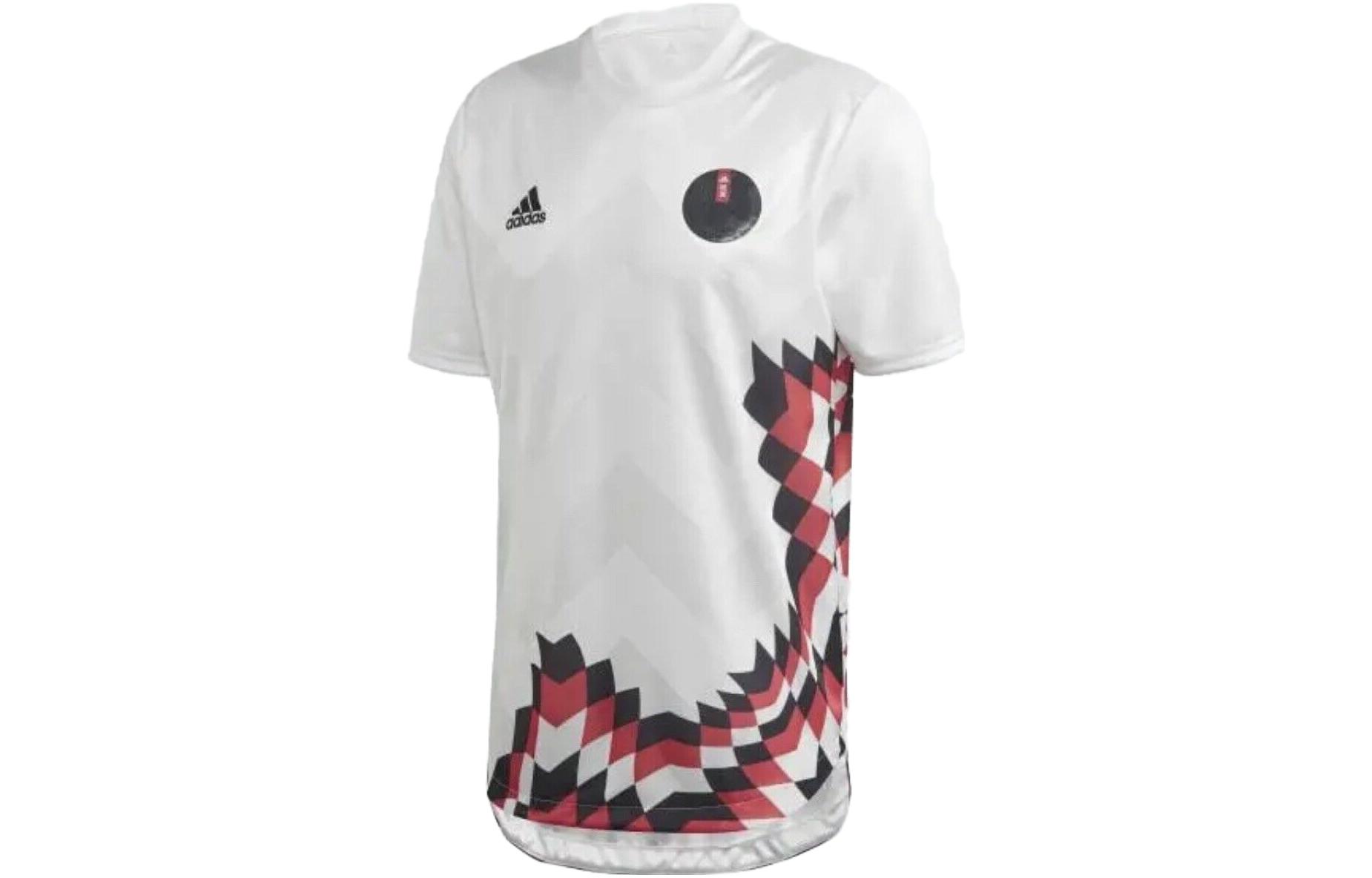 Adidas, football white short sleeve T-shirt with a round collar for men and women, with your logo imprint, Japanese version