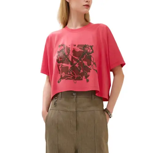 HERMES SS25 Regular T Shirt Women's Vermilion Rose