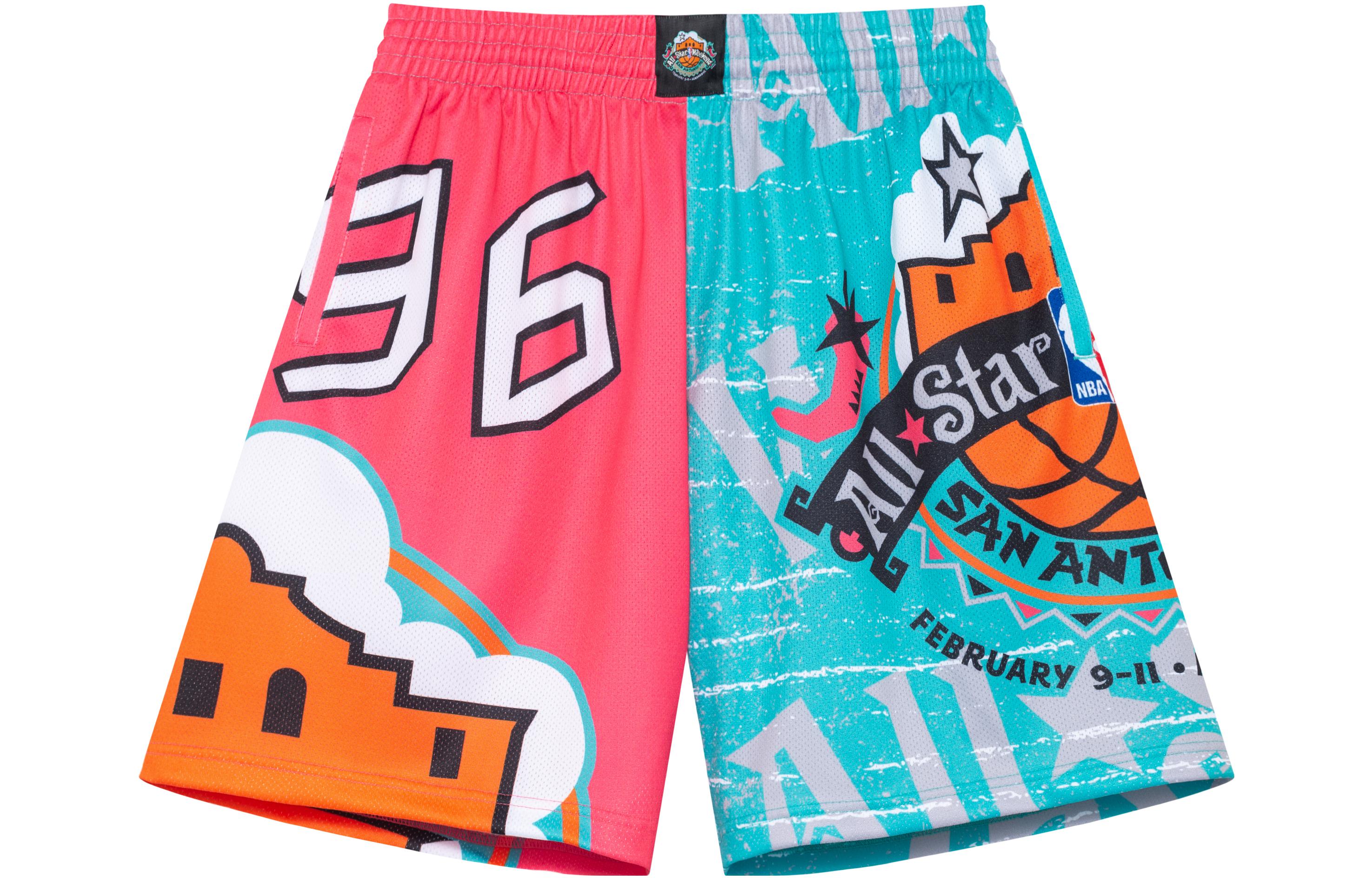 Mitchell & Ness 1996 St. Anthony Spurs Home NBA All-Star Game Retro Sports Basketball Shorts Men's Stitching Pink