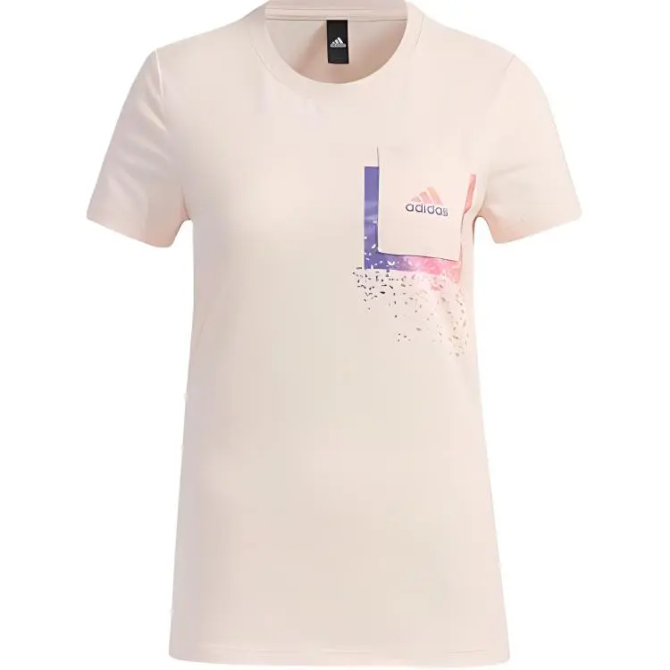 Adidas T-Shirts Women's Pink Crew Neck Moderate Straight Fit