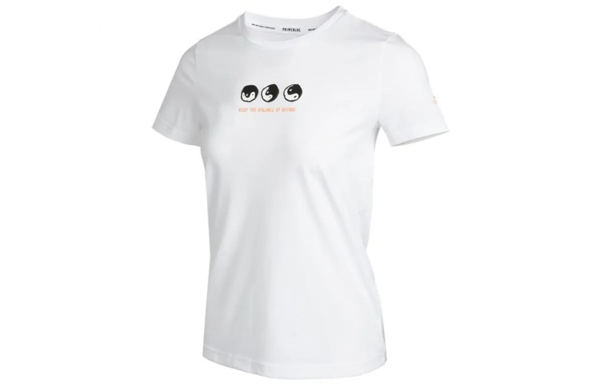 Adidas T-Shirts Women's White Crew Neck Moderate Nipped-in Waist