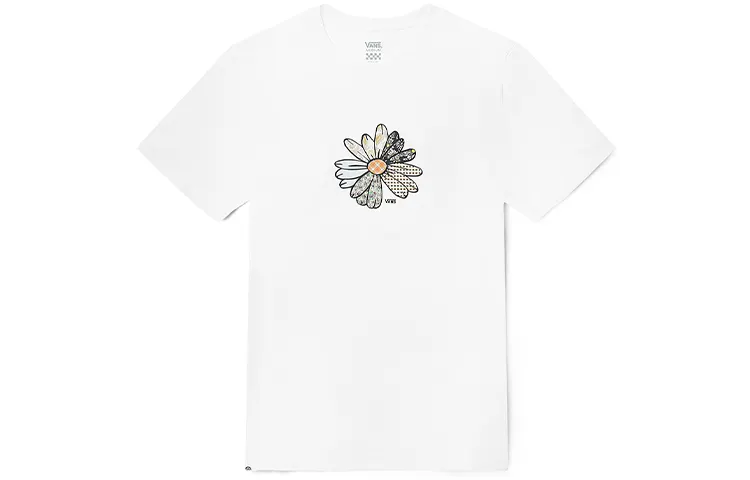 Vans T Shirts Women's White Crew Neck Moderate Straight Fit
