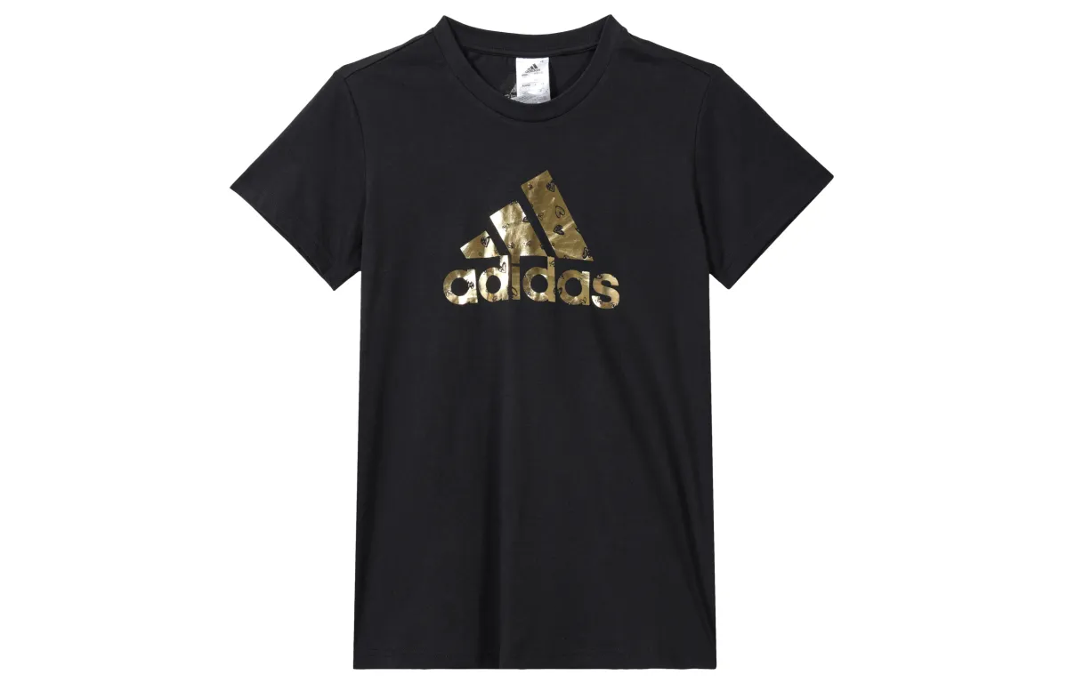 Adidas T-Shirts Women's Black Crew Neck Moderate Straight Fit