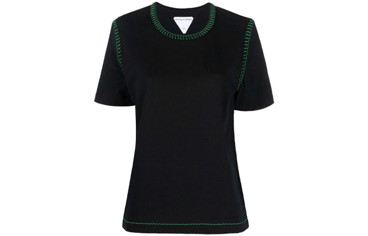 Bottega Veneta Stitch Detailed Crewneck T Shirt Black