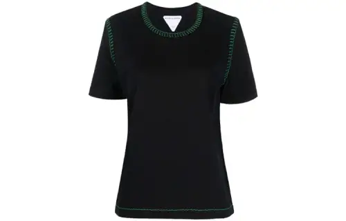 Bottega Veneta Stitch Detailed Crewneck T Shirt Black