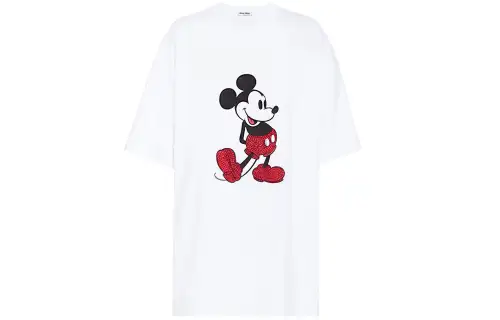 MIU MIU Drop Shoulder Sleeve T Shirt Women's White
