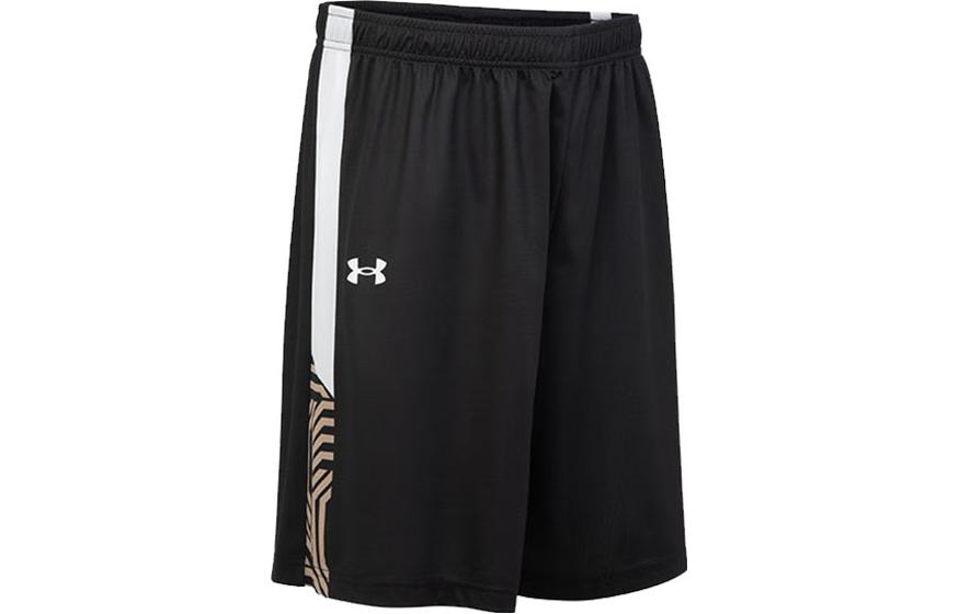 Under Armour Breathable short basketball black trousers for gym for training, with your logo imprint, mid rise, absorbs sweat and smell, for running