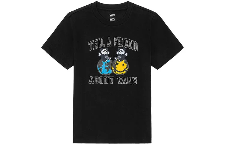 Vans T-Shirts Women's Black Crew Neck Moderate Straight Fit