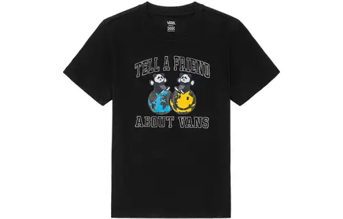 Vans T Shirts Women's Black Crew Neck Moderate Straight Fit
