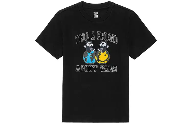 Vans T Shirts Women's Black Crew Neck Moderate Straight Fit