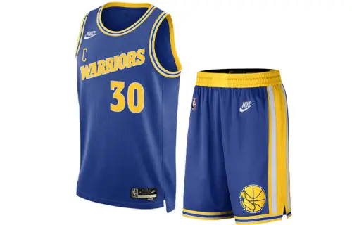 Nike NBA Printed Casual Sleeveless Jersey Vest Sports Shorts SW Fan Edition 22-23 Season Warriors Curry No. 30 Basketball Set Men and Women Same Model Blue