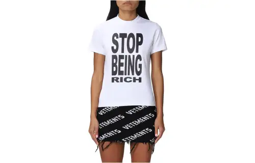 Vetements Slogan Printed Crewneck T-Shirt