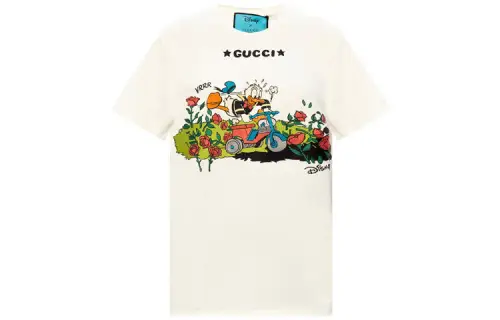 GUCCI X Disney T Shirts Women's White Crew Neck Moderate Straight Fit