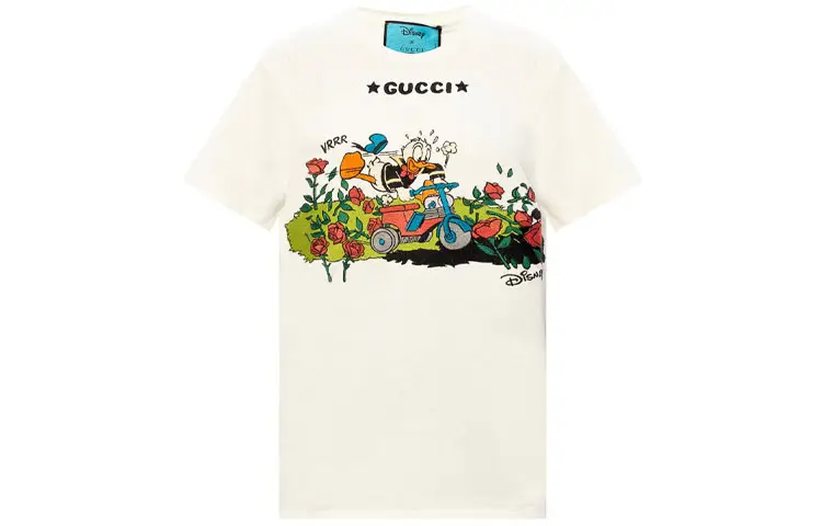 GUCCI X Disney T Shirts Women's White Crew Neck Moderate Straight Fit