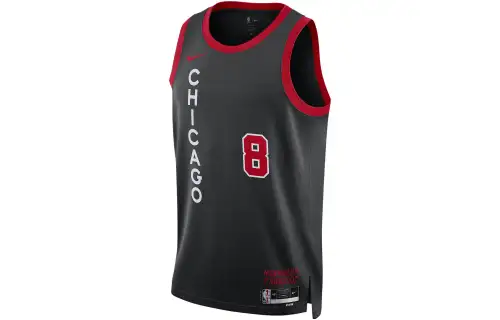 Nike Dri-Fit NBA Swingman Jersey Letter Print Color Block Basketball Vest 2023/24 Season Chicago Bulls LaVine No. 8 Men's Black