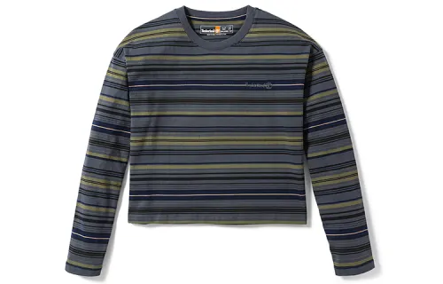Timberland Crop Tops Women's Rock Cyan Crew Neck Moderate