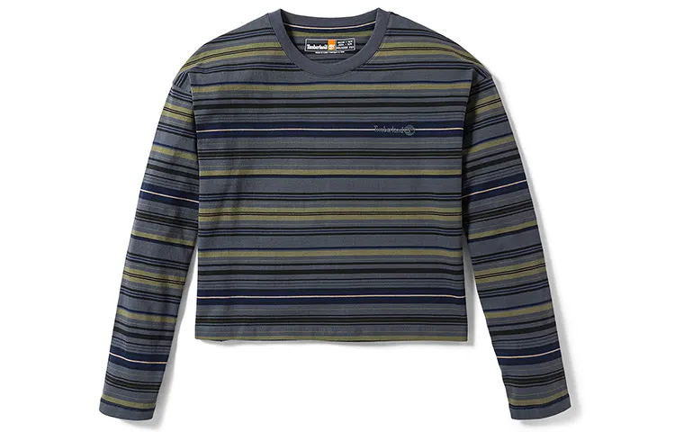 Timberland Crop Tops Women's Rock Cyan Crew Neck Moderate