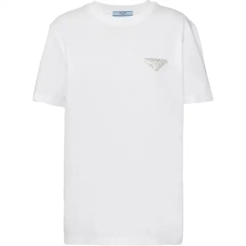 PRADA Logo Plaque Crewneck T-Shirt