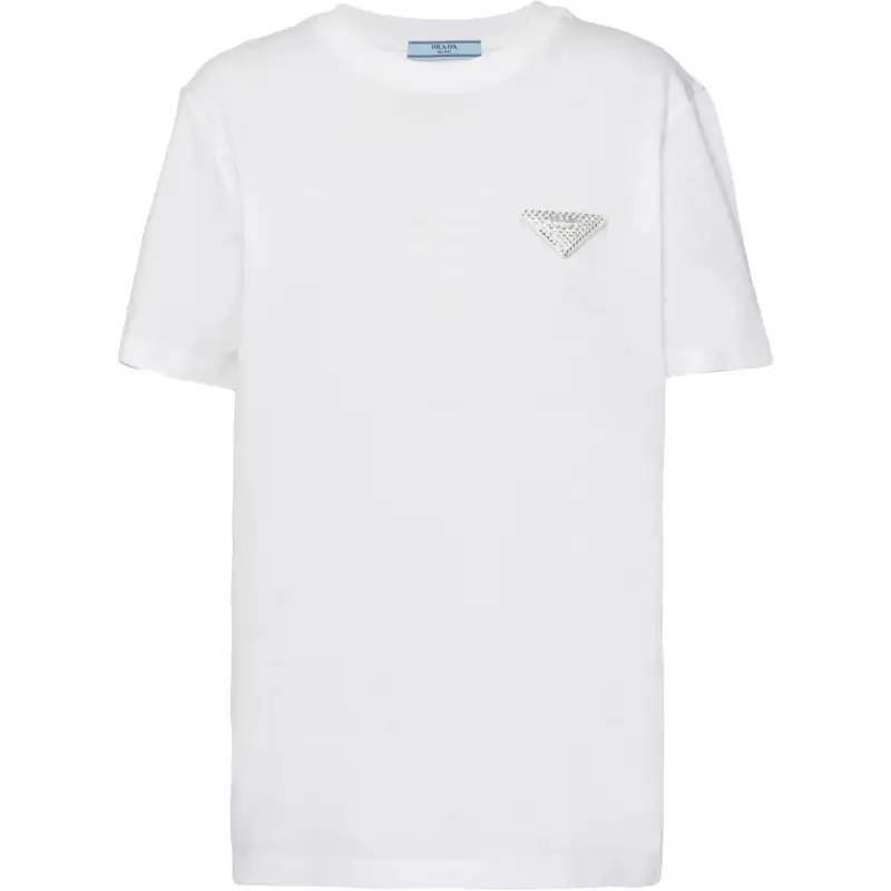 PRADA Logo Plaque Crewneck T-Shirt