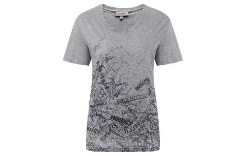 Burberry T Shirts Women's Gray Crew Neck Moderate Straight Fit