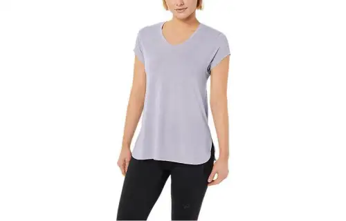 ASICS T Shirts Women's Purple V Neck Moderate Other