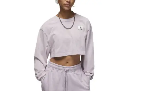 Jordan Crop Tops Women's Pink Crew Neck Moderate