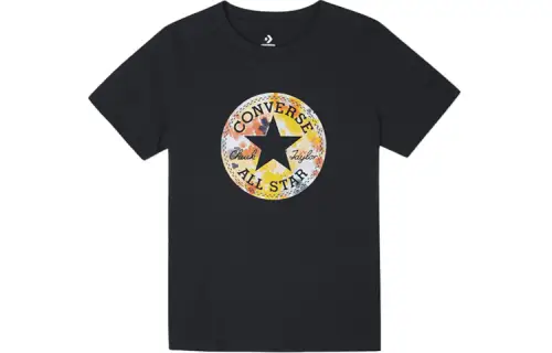Converse T Shirts Women's Black Crew Neck Moderate Straight Fit