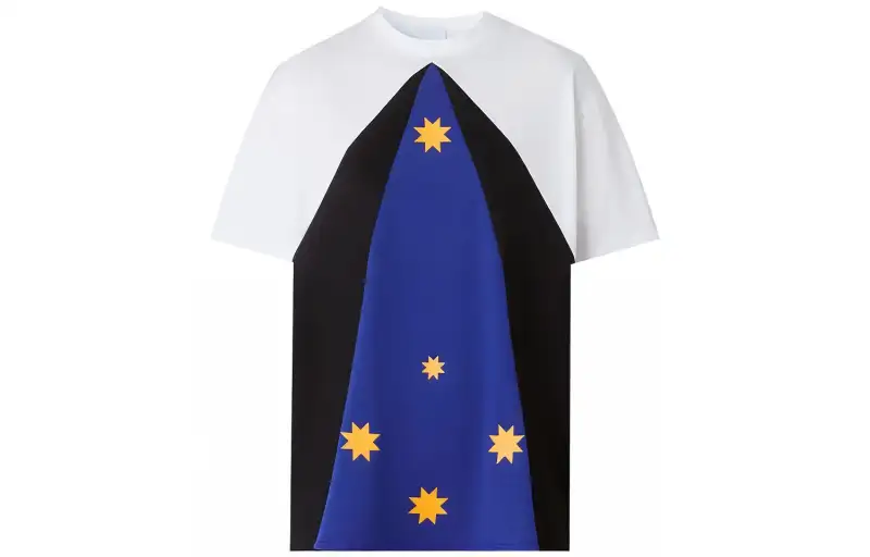 Burberry Women's Colour Block Star Print T shirt White/Blue/Black