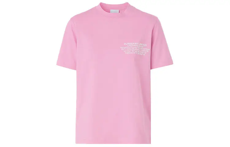 Burberry T Shirts Women's Pink Crew Neck Moderate Straight Fit