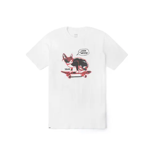 Vans T Shirts Women's White Crew Neck Moderate Straight Fit