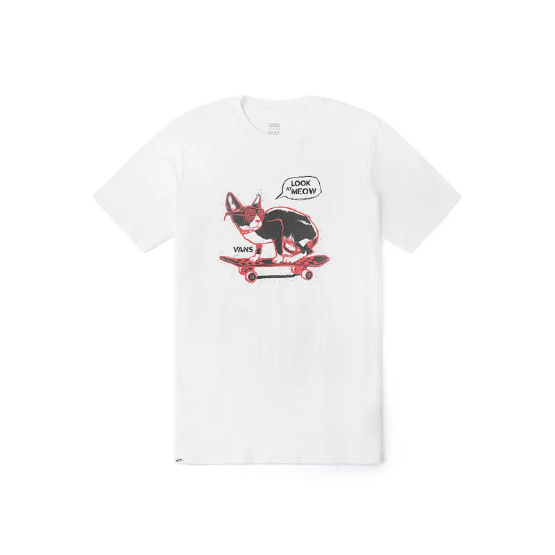 Vans T Shirts Women's White Crew Neck Moderate Straight Fit