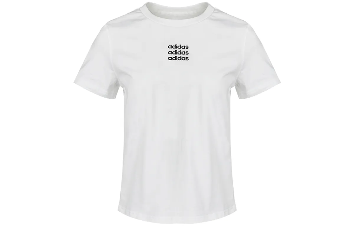 Adidas T-Shirts Women's White Crew Neck Moderate Straight Fit