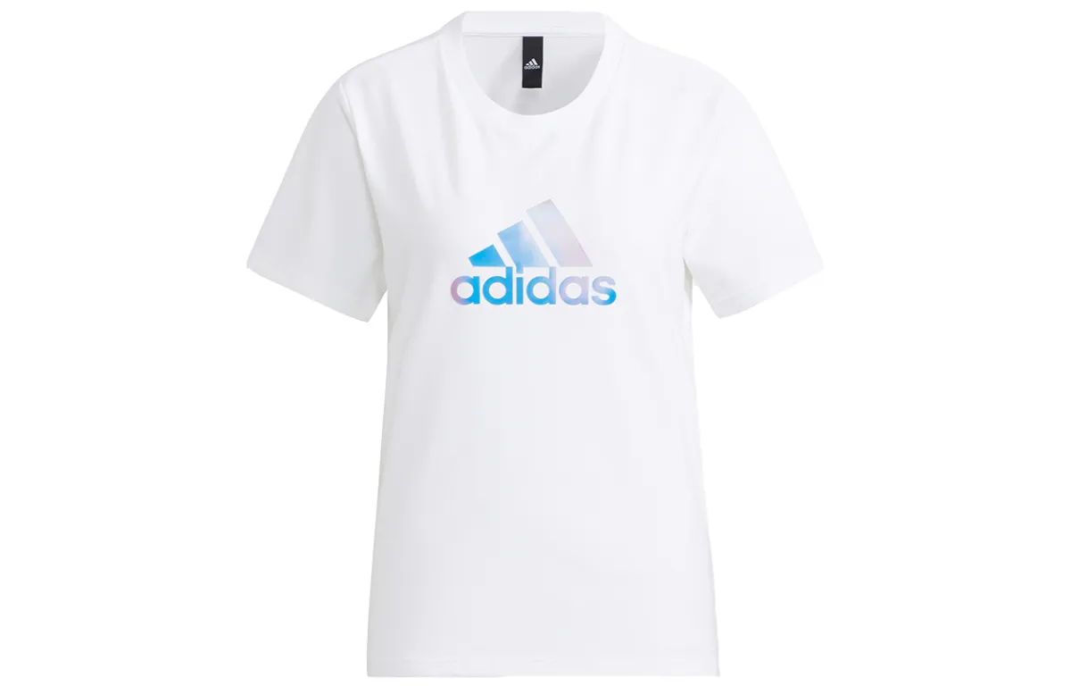 Adidas T-Shirts Women's White Crew Neck Moderate Straight Fit