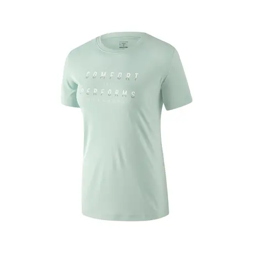 Skechers T Shirts Women's Harbor Gray/01P9 Crew Neck Moderate Straight Fit