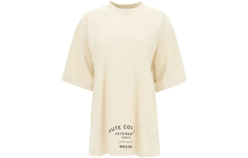 Vetements T Shirts Women's Beige Crew Neck Moderate