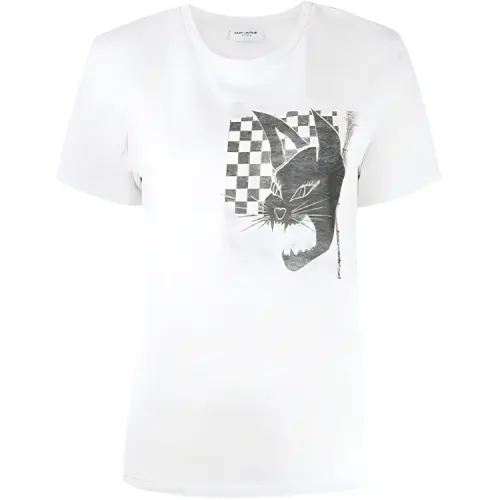 SAINT LAURENT T Shirts Women's White Crew Neck Moderate